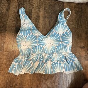 Kortni Jeane Blue and White Swim Top